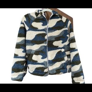 Sherpa Jr Camo hoodie blue brown gray